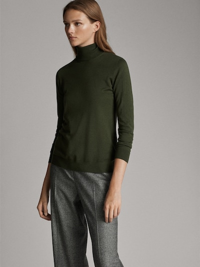 Massimo Dutti Plain Silk Wool Sweater green