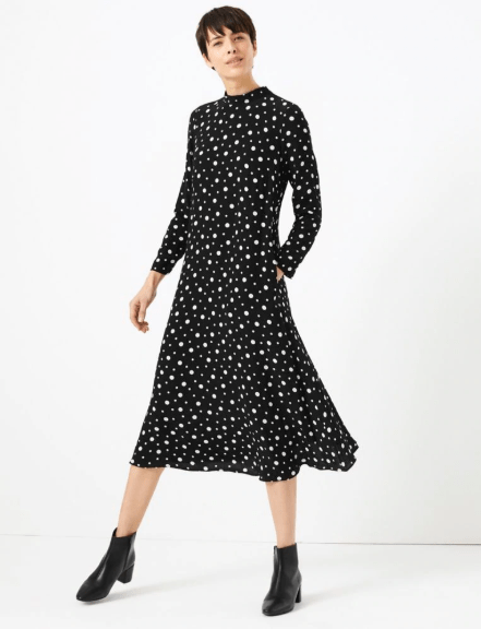 M&amp;S Collection Polka Dot Relaxed Midi Dress