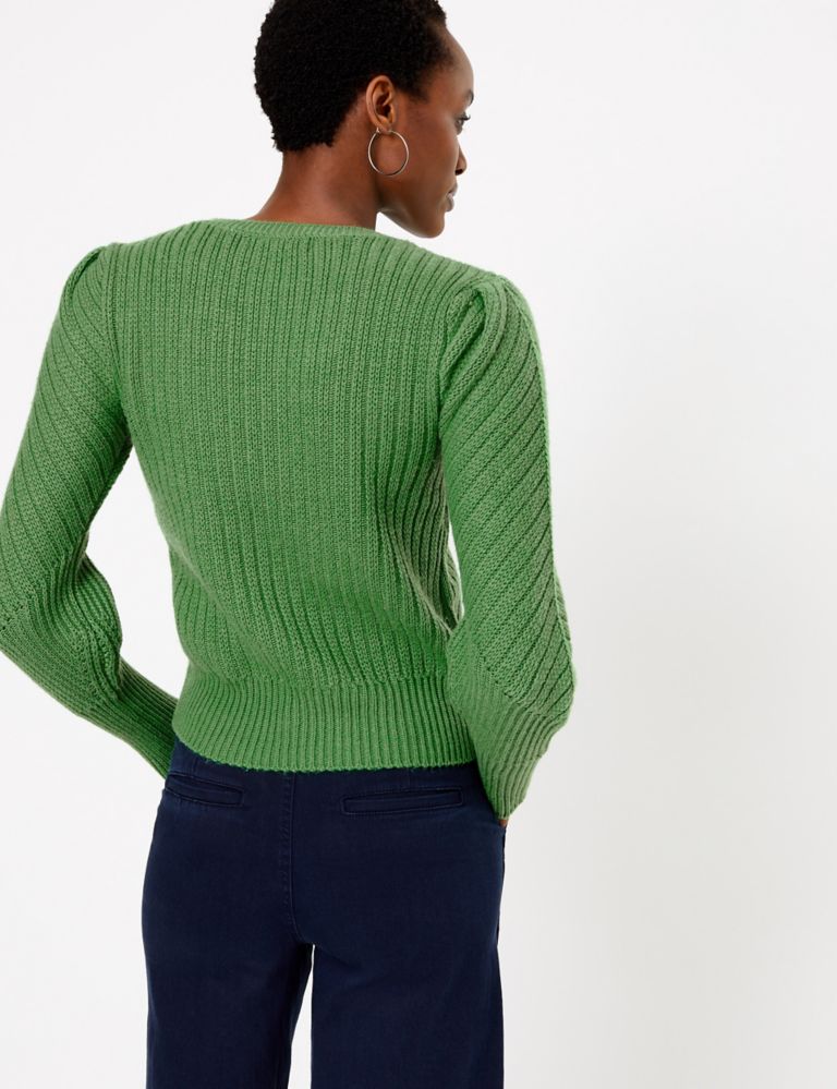 M&S Collection Ribbed Blouson Sleeve Jumper back view