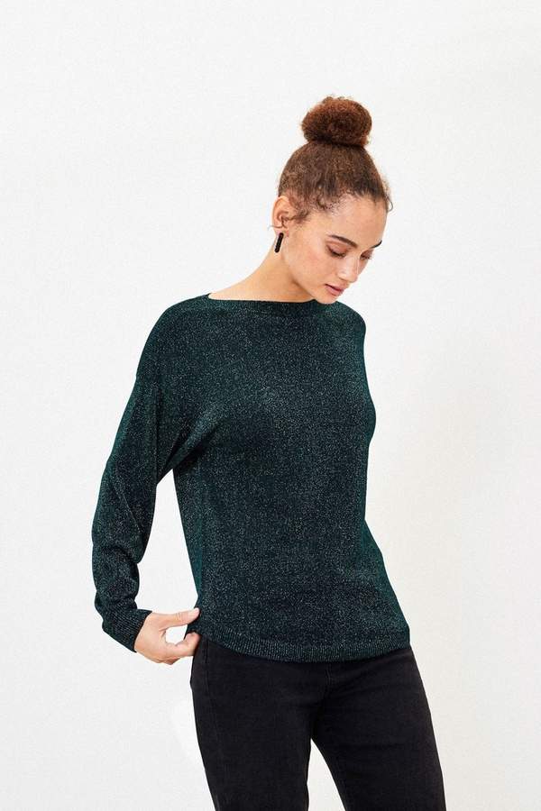 Oasis Green Sparkle Batwing Jumper