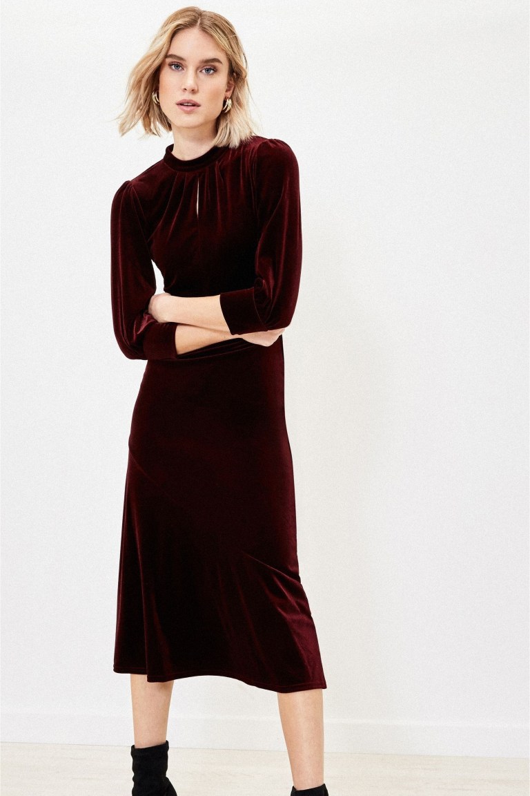 Oasis Red Velvet Midi Dress