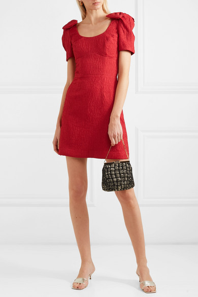 Rebecca Vallance Harlow bow-detailed cloqué mini dress