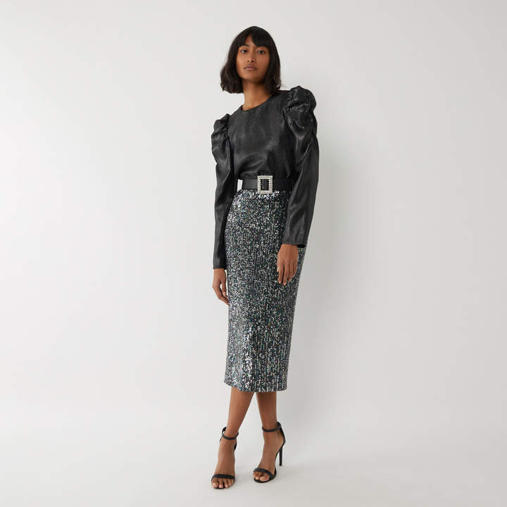 Warehouse SEQUIN MIDI SKIRT multi