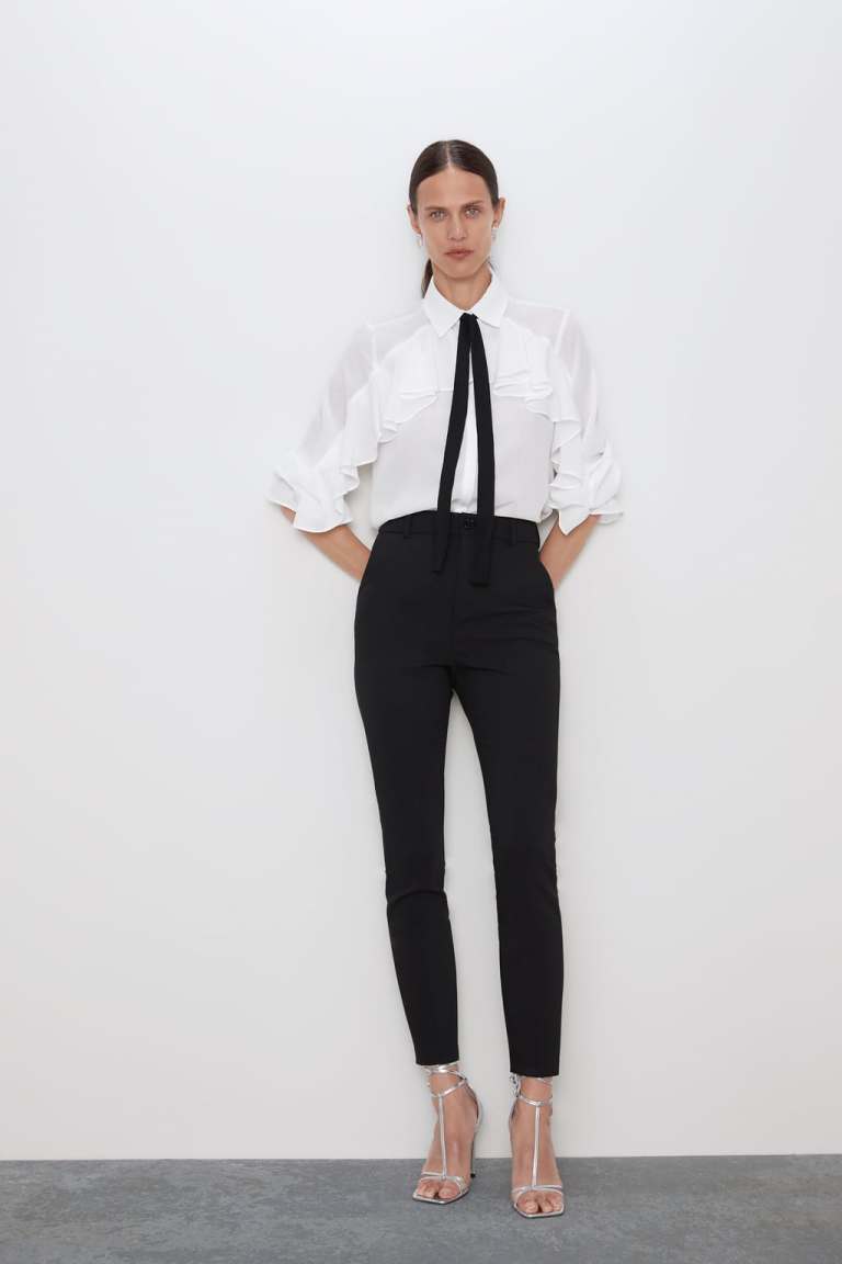 Zara Ruffled Blouse With Bow