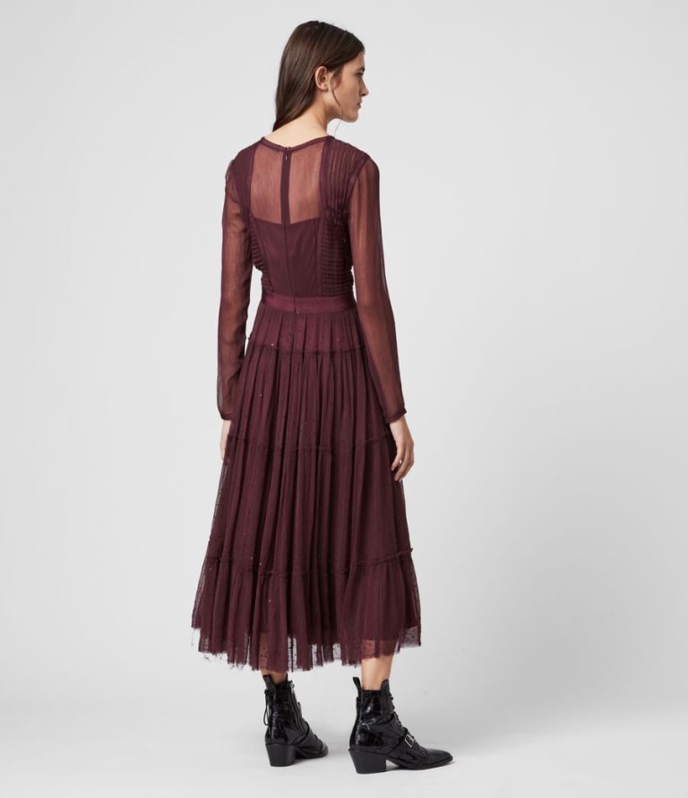 All Saints Rochi Embellished Long Sleeve Dress back view