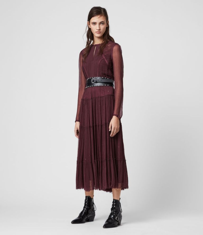All Saints Rochi Embellished Long Sleeve Dress