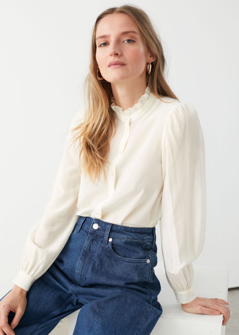 And Other Stories Ruffle Collar Silk Shirt