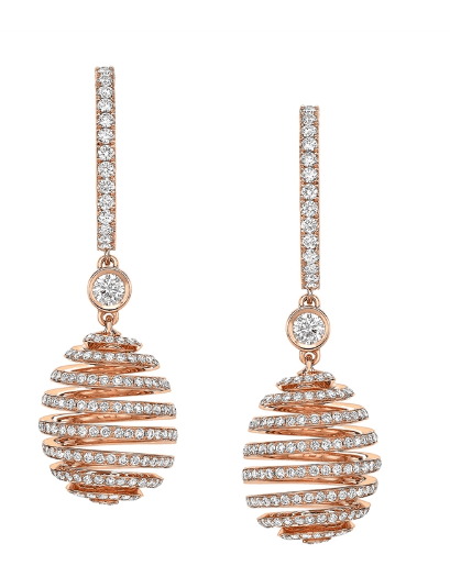 Faberge Spiral Diamond Rose Gold Earrings