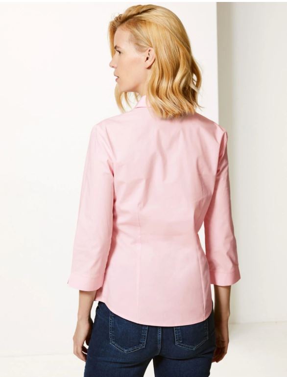 M&S 3 4 sleeve shirt pink back view