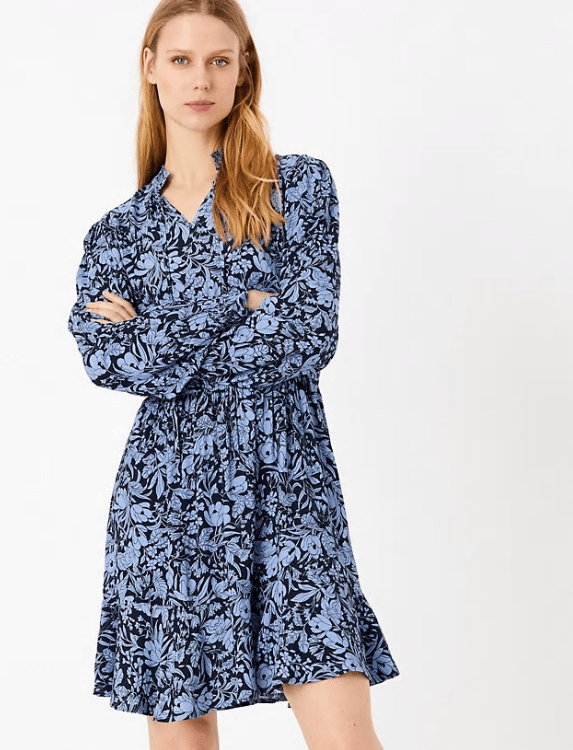 M&S Collection Floral Print Waisted Mini Dress