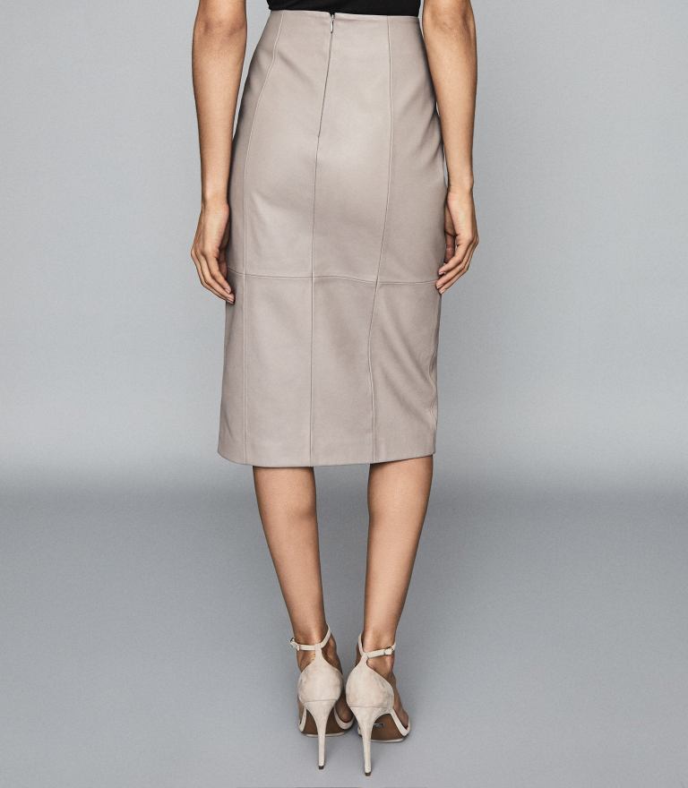 Reiss Grace Leather Pencil Skirt back view