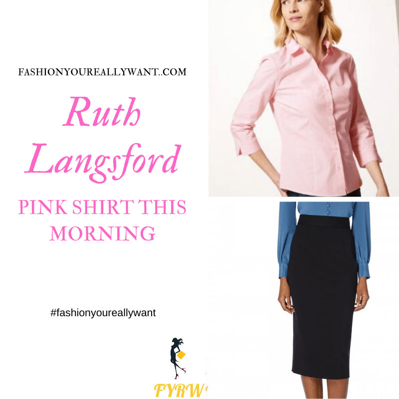 Where to get allRuth Langsford This Morning outfits January 2020 Pink 3/4 sleeve shirt black pencil skirt black patent court shoes