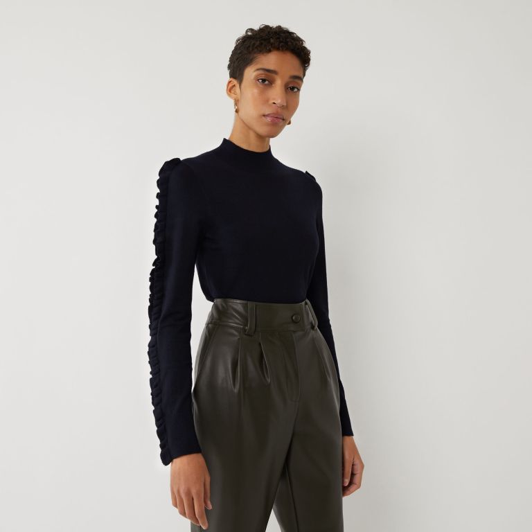 Warehouse Ruffle Sleeve Funnel Jumper
