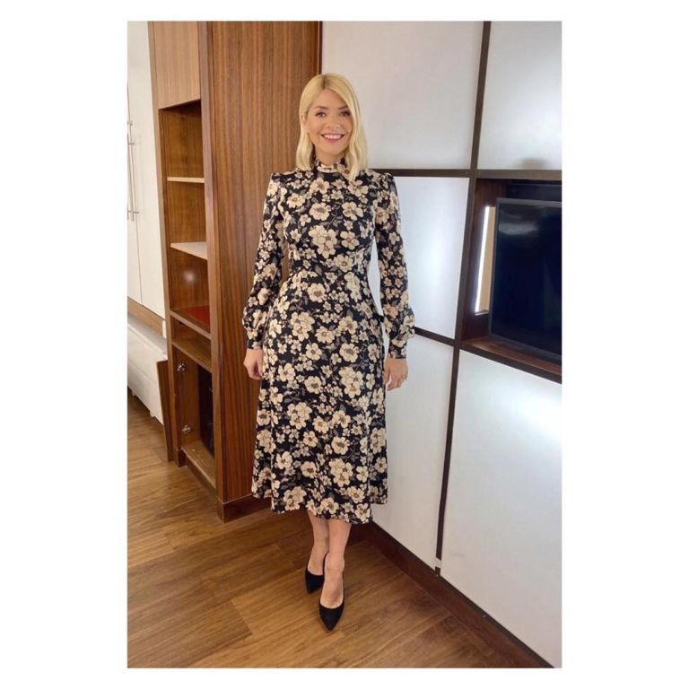 where to get all Holly Willoughby This Morning dresses black floral dress 30 January 2010 Photo Holly Willoughby