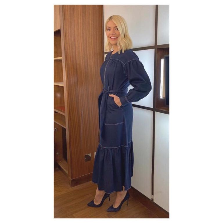 where to get all Holly Willoughby This Morning dresses blue denim tiered dress 28 January 2020 Photo Holly Willoughby