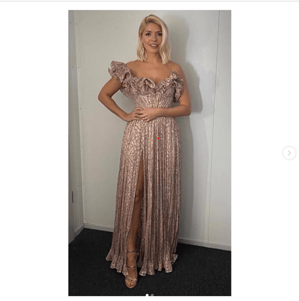 where to get holly willoughby dancing on Ice dress pink strapless ruffle dress 26 January 2020m Photo Holly Willoughby