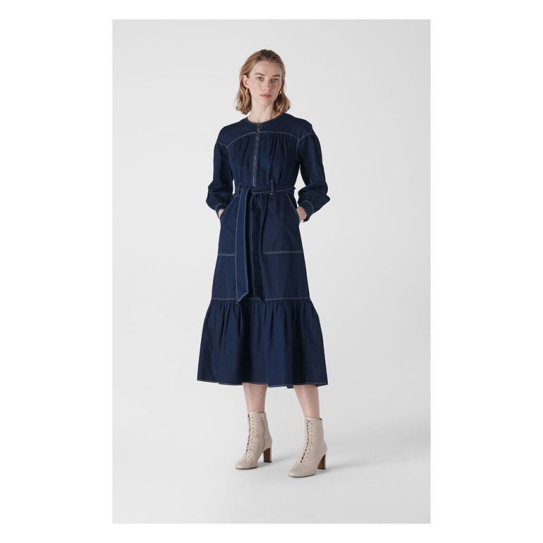 Whistles Hilde Tiered Denim Dress