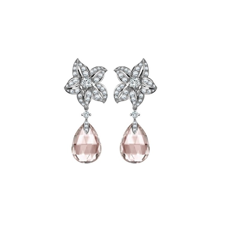 William and Son Earring Bar Morganite &amp; Diamond Earrings