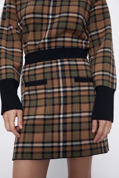Zara Check Knit Skirt