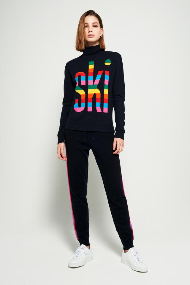 Chinti and Parker Navy Cashmere Roll Neck Ski Sweater