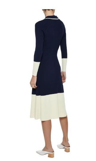 Iris + Ink Lantana two tome ribbed-knit dress back view