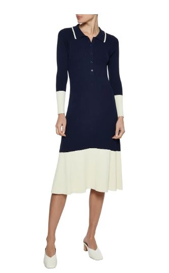 Iris + Ink Lantana two tome ribbed-knit dress