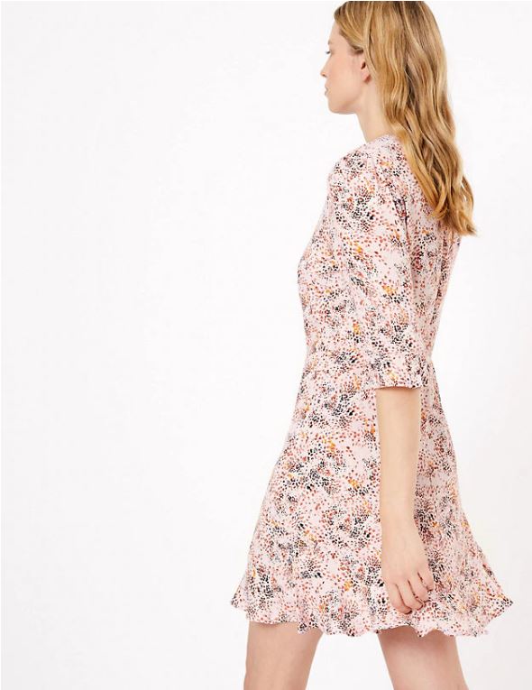 M&amp;S Collection Animal Print Fit &amp; Flare Mini Dress back view