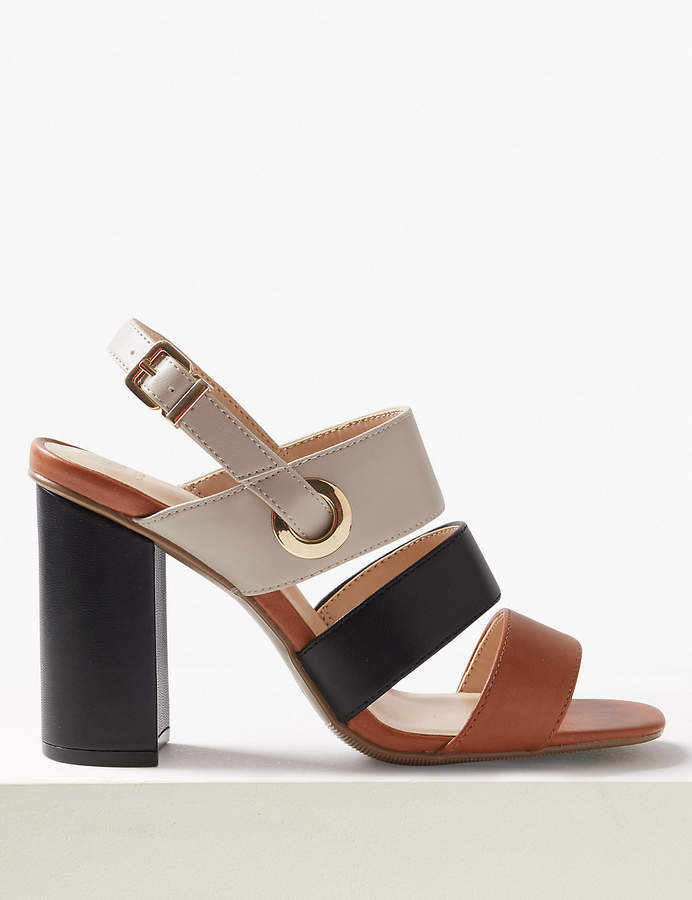 M&amp;S Collection Multi Strap Block Heel Slingback Sandals