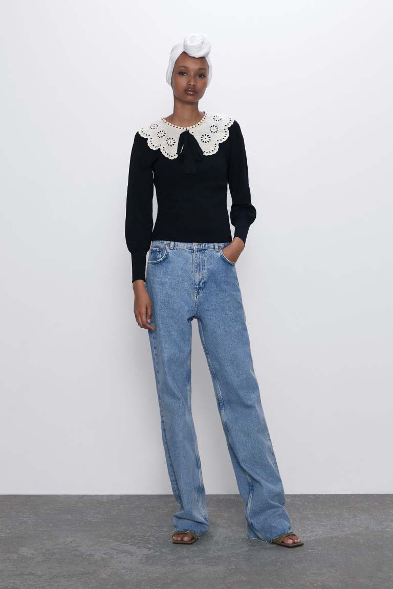 Zara Contrasting Ribbed Sweater