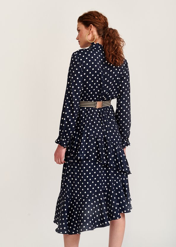 Essentiel Antwerp Vazongas Polka Dot Ruffled Midi Dress back view