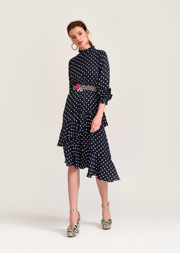 Essentiel Antwerp Vazongas Polka Dot Ruffled Midi Dress