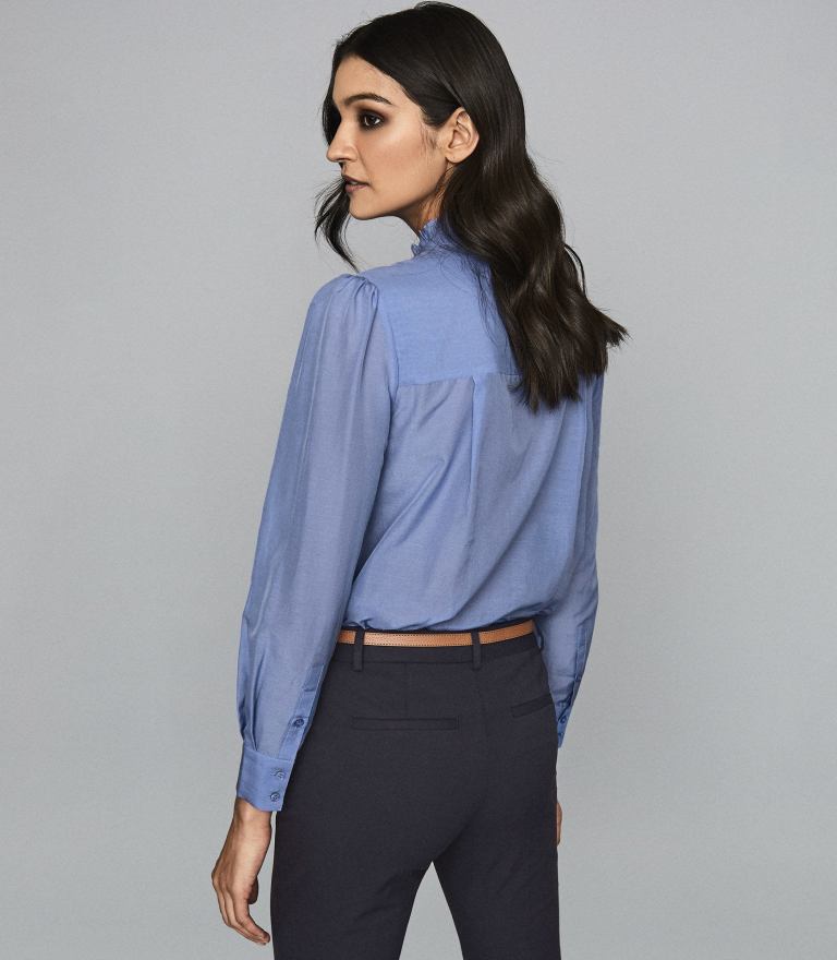 Reiss Liddy Blue Ruffle detail Shirt back view