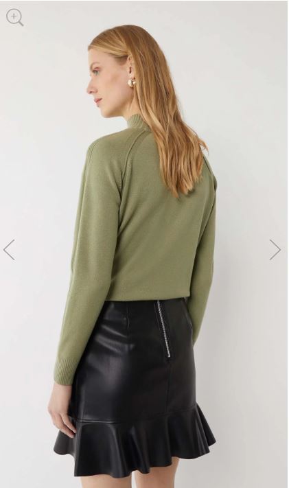 Warehouse Faux Leather Ruffle Mini Skirt back view