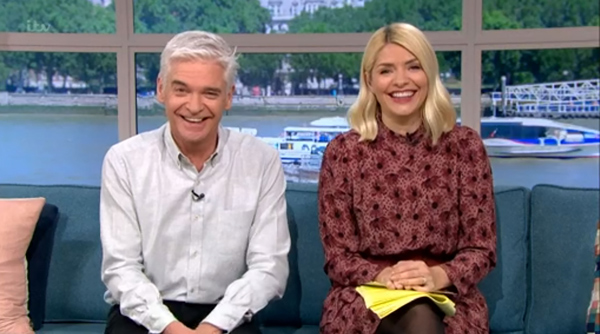 where to get all Holly willoughby This Morning dresses red brown burgudy floral printed mini dress 18 MArch 2020 Photo ITV