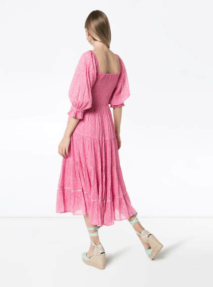 LoveShackFancy Rigby floral print dress back view