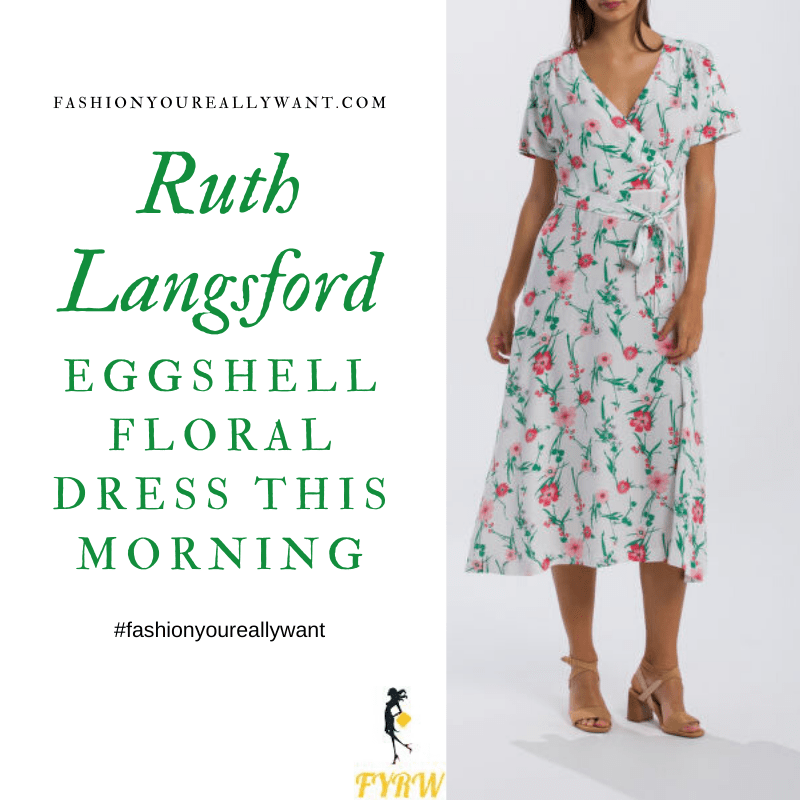 Where to get Ruth Langsford This Morning outfits blog April 2020 white off white floral v neck wrap front dress
