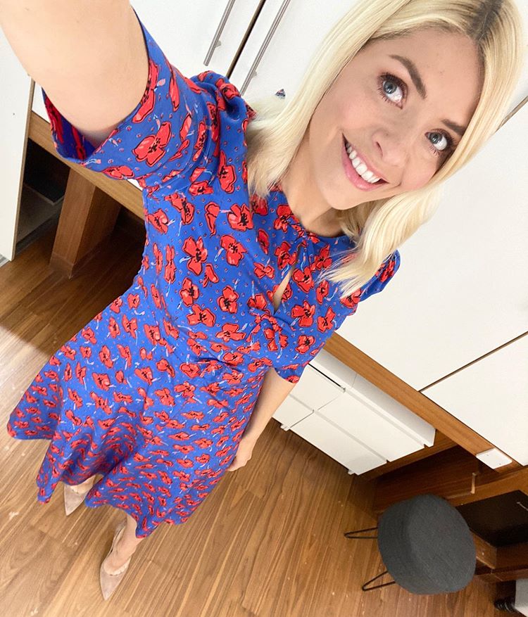 where to get all Holly Willoughby This Morning dresses blue poppy print dress 30 April 2020 Photo Holly Willoughby