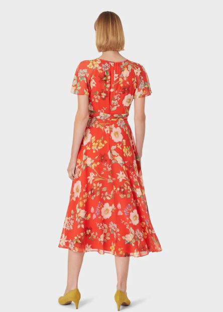 Hobbs Sarah Floral Midi Dress back view