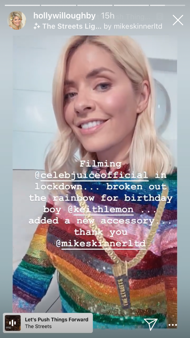 where to get all Holly Willoughby Celebrity Juice dresses rainbow striped sequin mini dress 30 April 2020 Photo Holly Willoughby