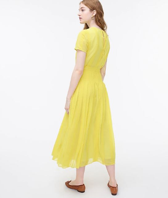 J Crew Midi Dress in Embroidered Chiffon back view