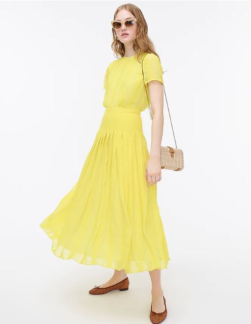 J Crew Midi Dress in Embroidered Chiffon