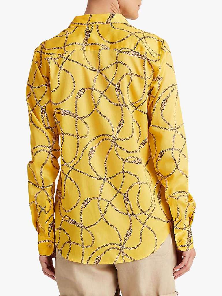 Lauren Ralph Lauren Jamelko Long Sleeve Chain Print Cotton Shirt back view
