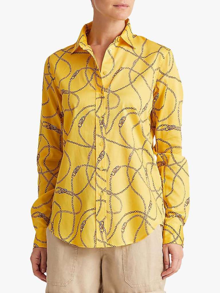 Lauren Ralph Lauren Jamelko Long Sleeve Chain Print Cotton Shirt
