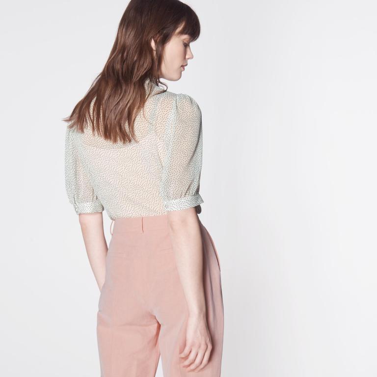 LK Bennett Ensor Cream Polka Dot Shirt back view