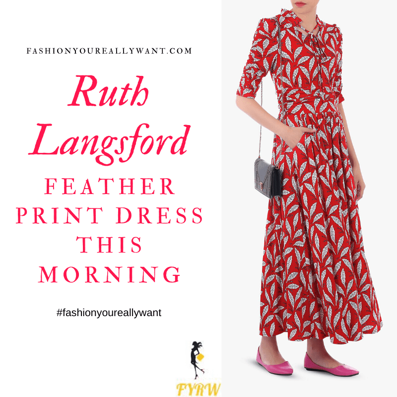 Where to get Ruth Langsford this Morning outfits blog May 2020 red and white feather print maxi dress