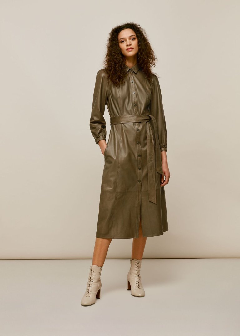 Whistles Phoebe Leather Shirt Dress