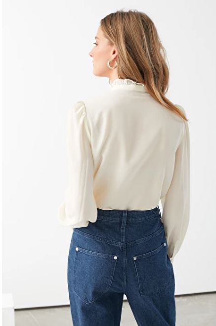 And Other Stories Ruffle Collar Silk Shirt back view (1)