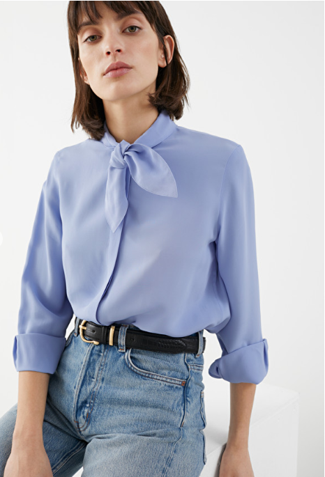 And Other Stories Satin Pussy Bow Shirt