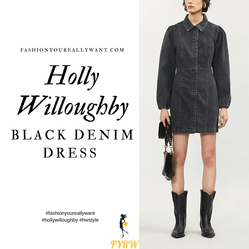 Where to get all Holly Willoughby outfits blog June 2020 black long sleeve denim mini dress