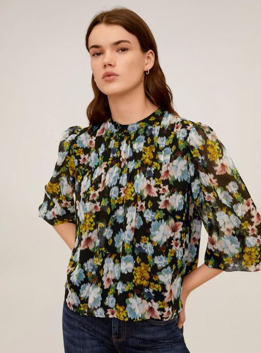 Mango Floral Print Blouse